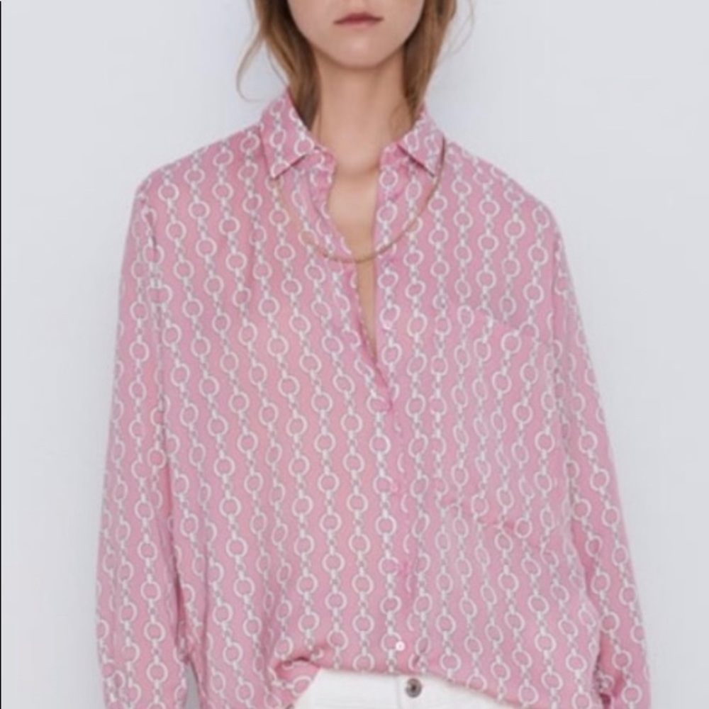 Zara Chain print  shirt XS